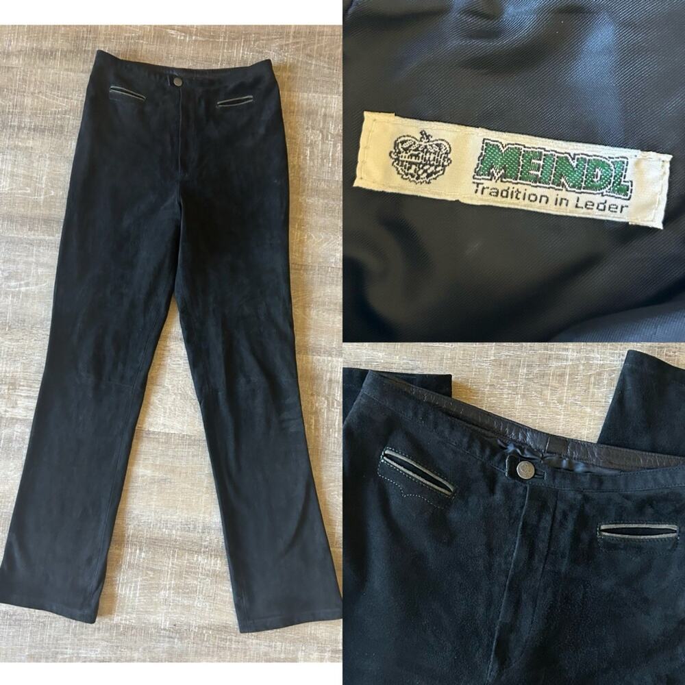 Meindl Women’s Black Suede Leather Pants EU 42 US 28x32 Made in Germany Luxury